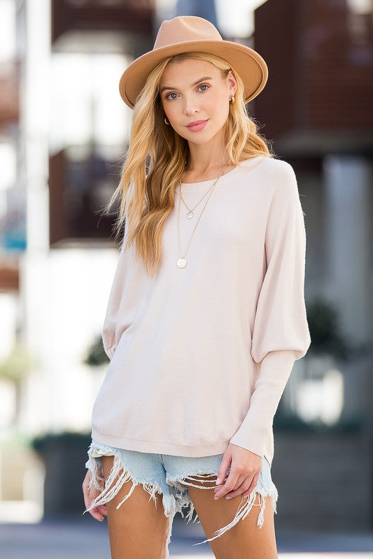 Batwing Sleeve Soft Knit Pullover - Cream- Hometown Style HTS, women's in store and online boutique located in Ingersoll, Ontario