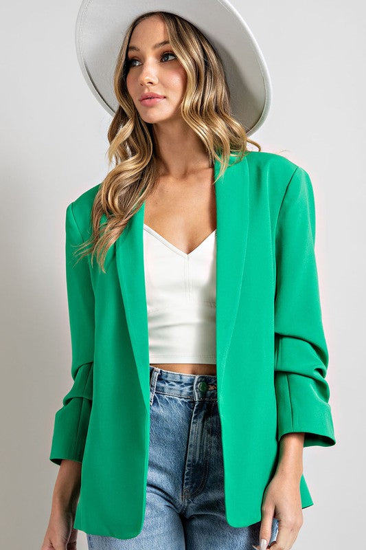 Spring Blazer - Green - EX-blazer- Hometown Style HTS, women's in store and online boutique located in Ingersoll, Ontario