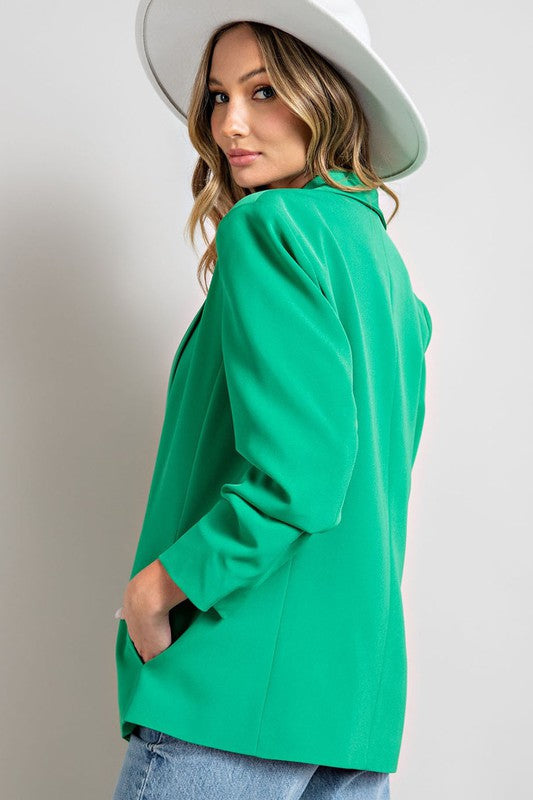 Spring Blazer - Green - EX-blazer- Hometown Style HTS, women's in store and online boutique located in Ingersoll, Ontario