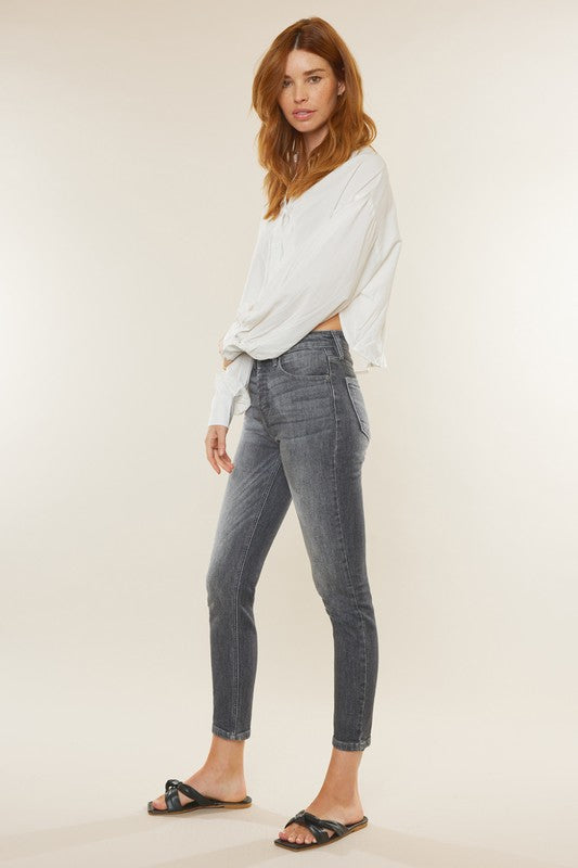 High Rise, Grey Wash Denim-jeans- Hometown Style HTS, women's in store and online boutique located in Ingersoll, Ontario