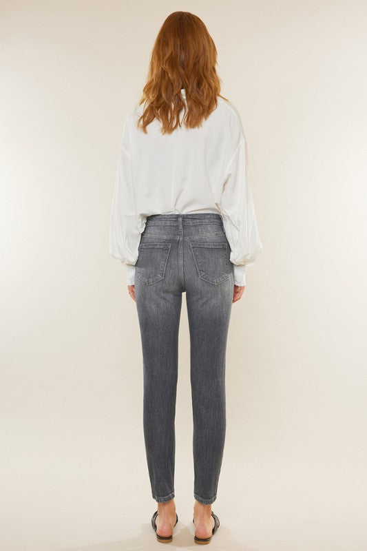 High Rise, Grey Wash Denim-jeans- Hometown Style HTS, women's in store and online boutique located in Ingersoll, Ontario