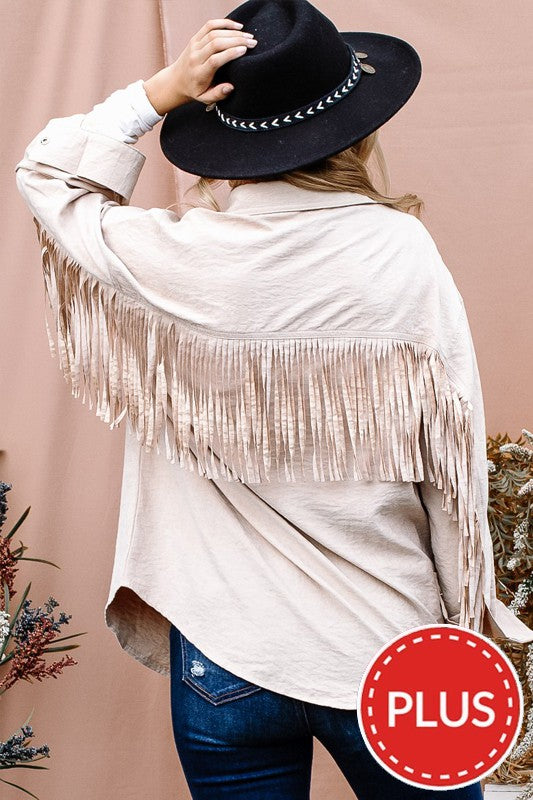 Fringe Back Detail-EX-Coats & Jackets- Hometown Style HTS, women's in store and online boutique located in Ingersoll, Ontario