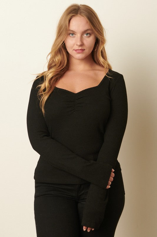 Long Sleeved, Princess Neckline - Black-Tops- Hometown Style HTS, women's in store and online boutique located in Ingersoll, Ontario