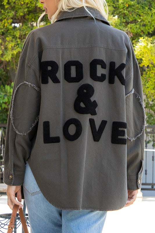 Rock & Love Soft Denim Jacket - Grey-jacket- Hometown Style HTS, women's in store and online boutique located in Ingersoll, Ontario