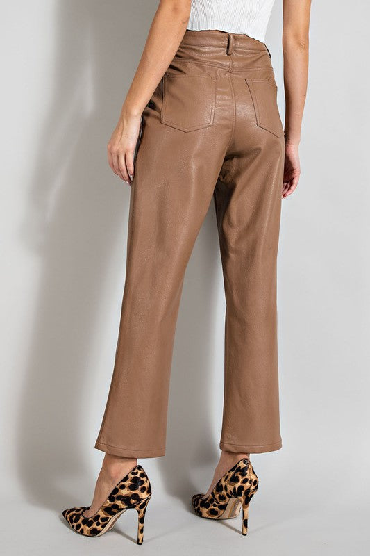 Faux Leather, Straight Leg Pants - Coco-Pants- Hometown Style HTS, women's in store and online boutique located in Ingersoll, Ontario