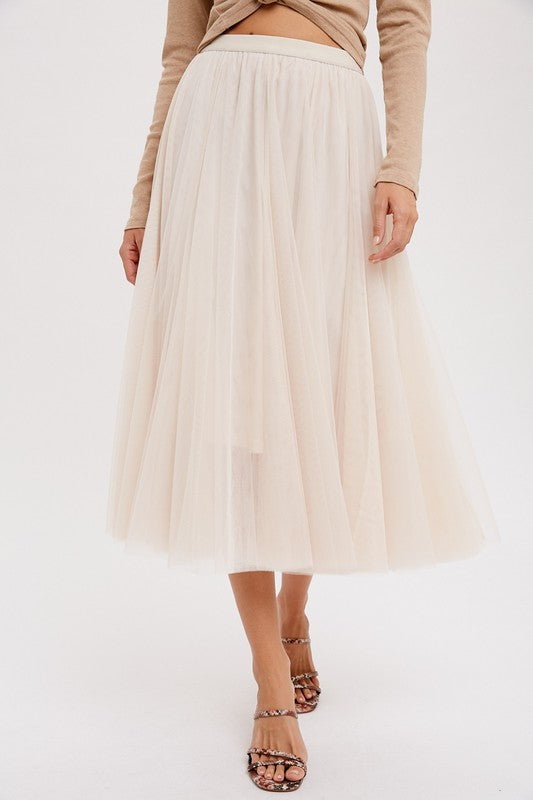 Tulle Skirt - Cream-Skirt- Hometown Style HTS, women's in store and online boutique located in Ingersoll, Ontario