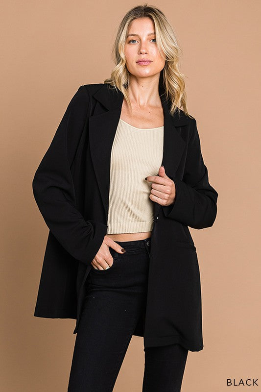 Classic Button Blazer - Black-blazer- Hometown Style HTS, women's in store and online boutique located in Ingersoll, Ontario