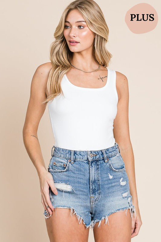 Slim Fit Square Neck Bodysuit - White - EX-bodysuit- Hometown Style HTS, women's in store and online boutique located in Ingersoll, Ontario