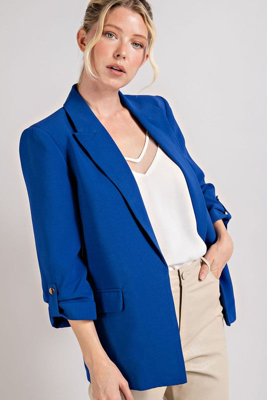 Spring Blazer - Blue-blazer- Hometown Style HTS, women's in store and online boutique located in Ingersoll, Ontario