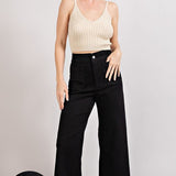 Soft Washed Wide Leg Pants - Black-Pants- Hometown Style HTS, women's in store and online boutique located in Ingersoll, Ontario