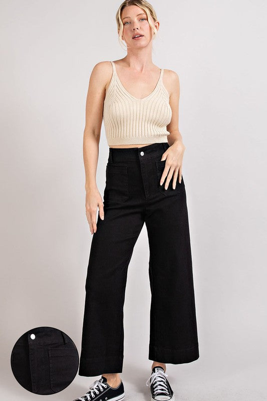 Soft Washed Wide Leg Pants - Black-Pants- Hometown Style HTS, women's in store and online boutique located in Ingersoll, Ontario