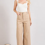 Soft Washed Wide Leg Pants - Tan-Pants- Hometown Style HTS, women's in store and online boutique located in Ingersoll, Ontario
