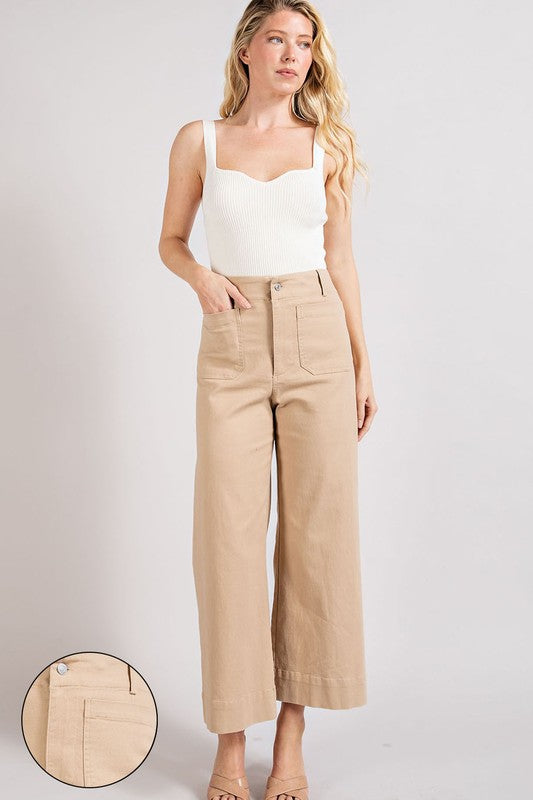 Soft Washed Wide Leg Pants - Tan-Pants- Hometown Style HTS, women's in store and online boutique located in Ingersoll, Ontario