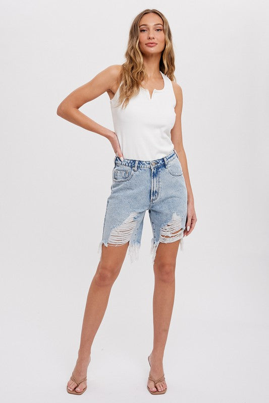 Boyfriend Denim Shorts-Shorts- Hometown Style HTS, women's in store and online boutique located in Ingersoll, Ontario