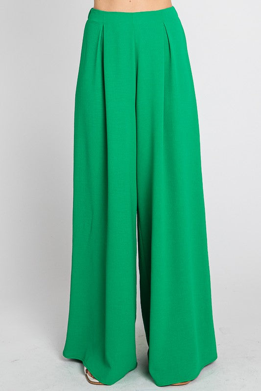 High Waisted Wide Leg Pants - Kelly Green - EX-Pants- Hometown Style HTS, women's in store and online boutique located in Ingersoll, Ontario