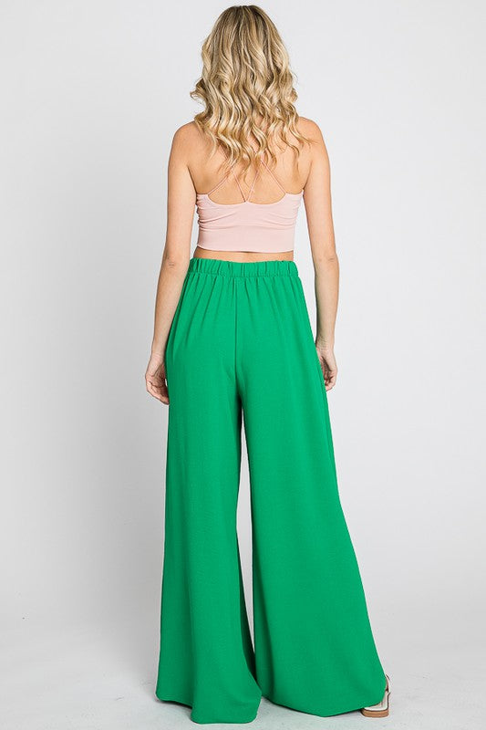 High Waisted Wide Leg Pants - Kelly Green - EX-Pants- Hometown Style HTS, women's in store and online boutique located in Ingersoll, Ontario