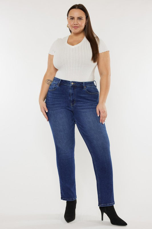 High Rise Slim Straight, Dark Wash - EX-jeans- Hometown Style HTS, women's in store and online boutique located in Ingersoll, Ontario