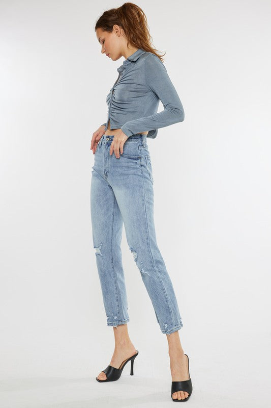High Rise Slim Straight - Light-denim- Hometown Style HTS, women's in store and online boutique located in Ingersoll, Ontario