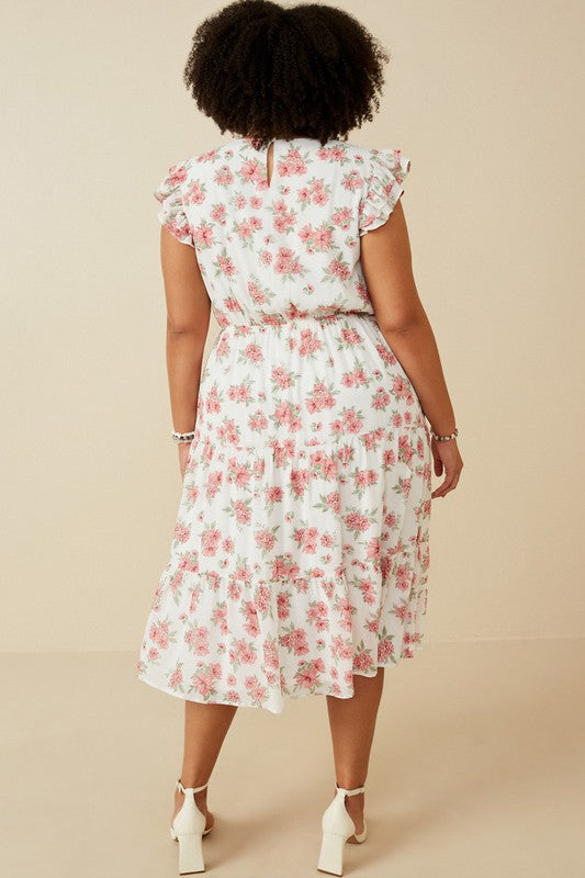 Floral Chiffon Smocked Dress-Dress- Hometown Style HTS, women's in store and online boutique located in Ingersoll, Ontario