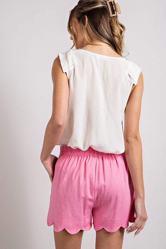 Classic Linen Shorts - Pink-Shorts- Hometown Style HTS, women's in store and online boutique located in Ingersoll, Ontario