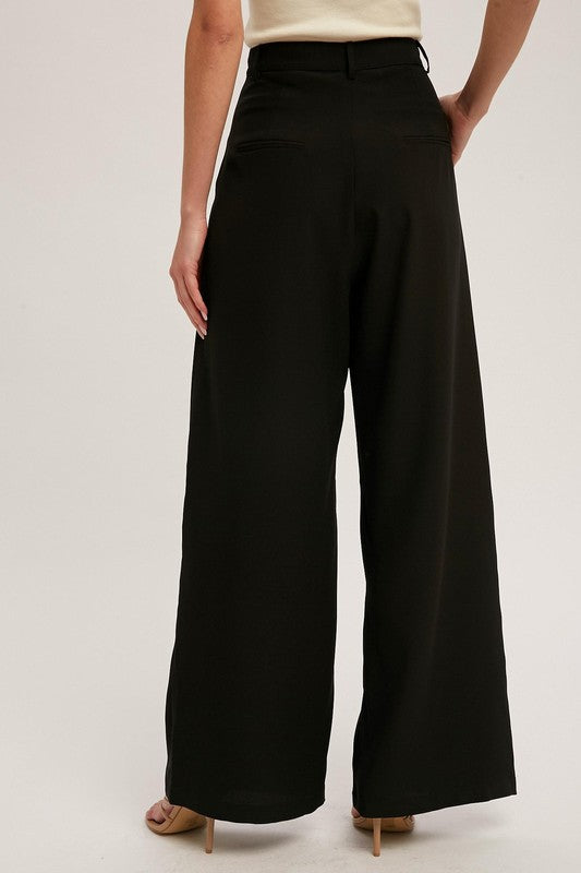 Wide Leg Pintuck Pants - Black-Pants- Hometown Style HTS, women's in store and online boutique located in Ingersoll, Ontario