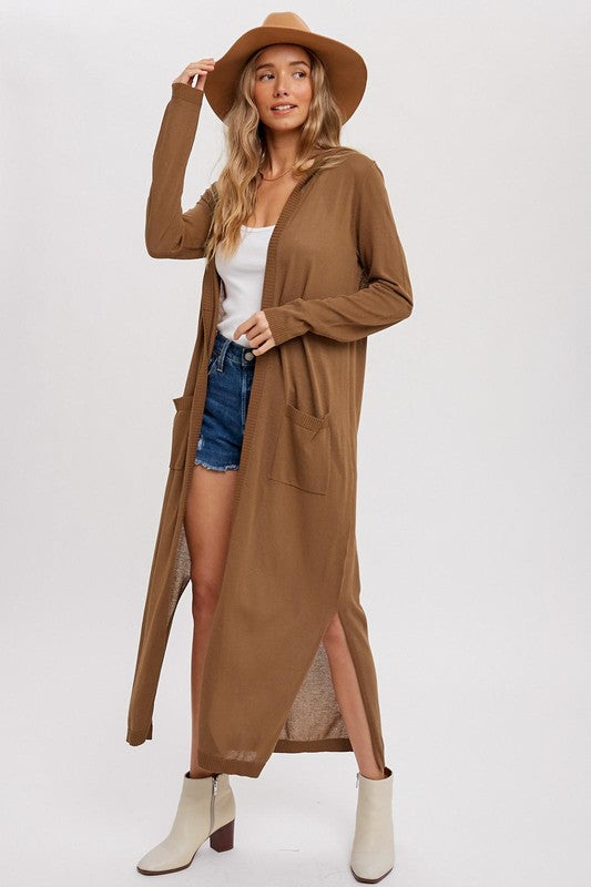 Open Front Maxi Cardi - Hazelnut-cardigan- Hometown Style HTS, women's in store and online boutique located in Ingersoll, Ontario