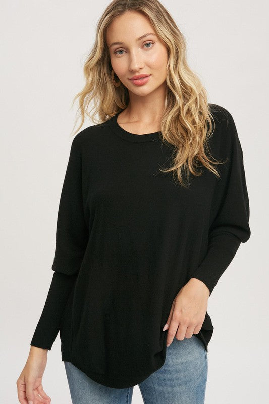 Batwing Sleeve Pullover - Black-Shirts & Tops- Hometown Style HTS, women's in store and online boutique located in Ingersoll, Ontario