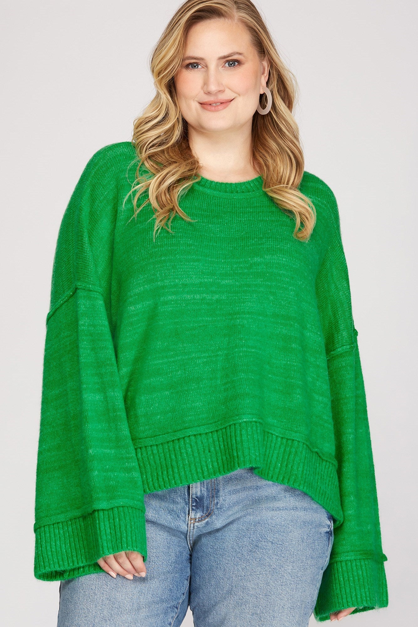 Wide Sleeve, Sweater Pullover - EX - Green-Sweater- Hometown Style HTS, women's in store and online boutique located in Ingersoll, Ontario